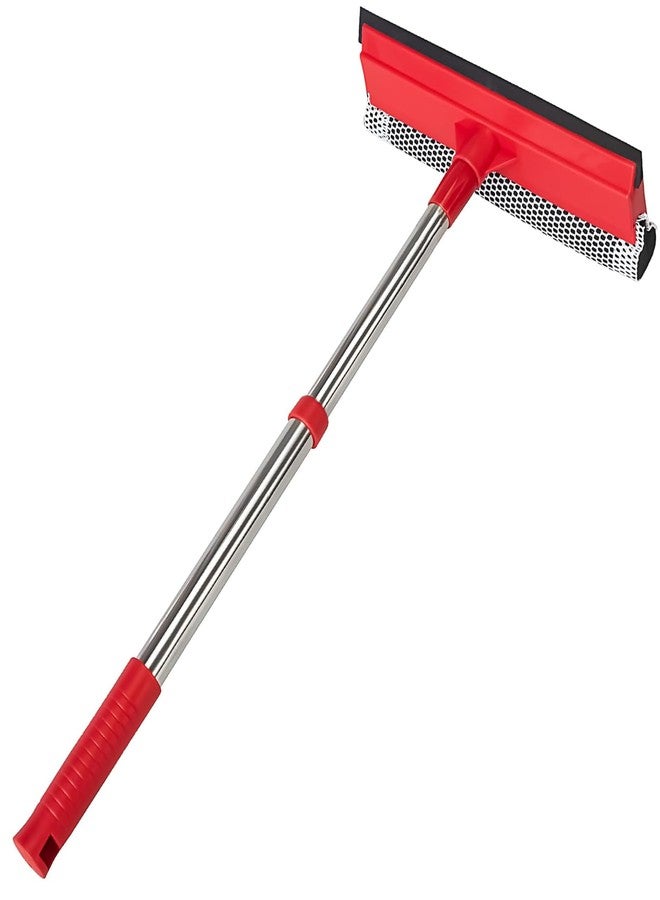 Conliwell Window Squeegee with 15.7"-27.5" Retractable Stainless Steel Handle, 2-in-1 Windshield Cleaner Tool for Cars, Trucks, Glass Doors, Shower Glass, Outdoor Windows – Window Cleaner (Red) - Image 1