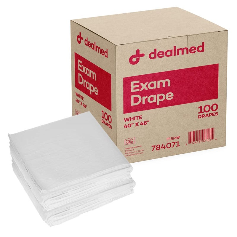 Dealmed Dealmed Drape Sheets  100 Count of 2Ply Drape Sheets White Material Perfect for Hospitals Medical Facilities and Physicians Offices 40 x 48