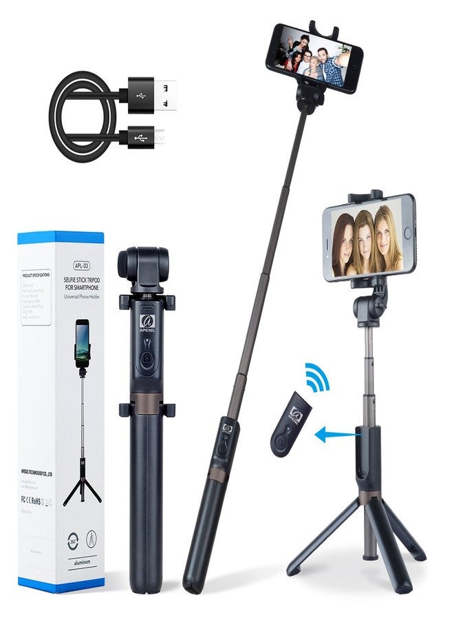 APEXEL 2-in-1 Extendable Selfie Stick Monopod Tripod Stand with Wireless Remote Shutter for iPhone 16/15/14/13/12/11/X Pro Max, Samsung and Most Smartphone - Image 1