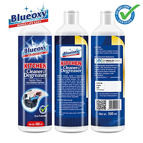 BLUEOXY High-Performance Kitchen Cleaner & Degreaser - QTY2 | Grease Remover | Oil Stain Remover for Kitchen | Chimney Cleaner | Glass Stove Top Cleaners| Ecological Formulation | 500ML - Image 5