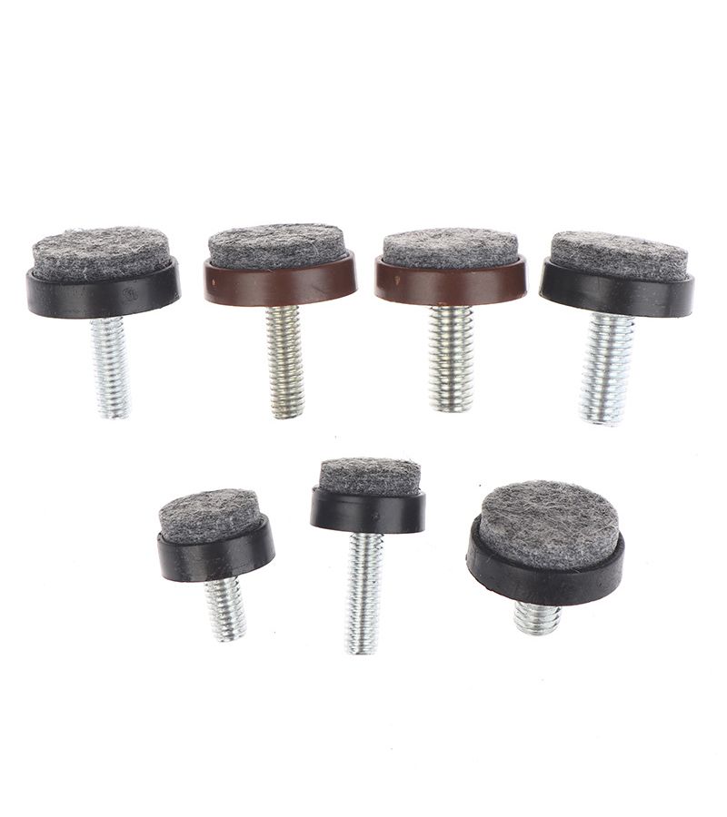 8 Pcs Brown M6x25mm Felt Adjustable Round Furniture Leveling Feet Screws Anti Slip Chair Table Cabinet Leg Balance Pads - Image 4