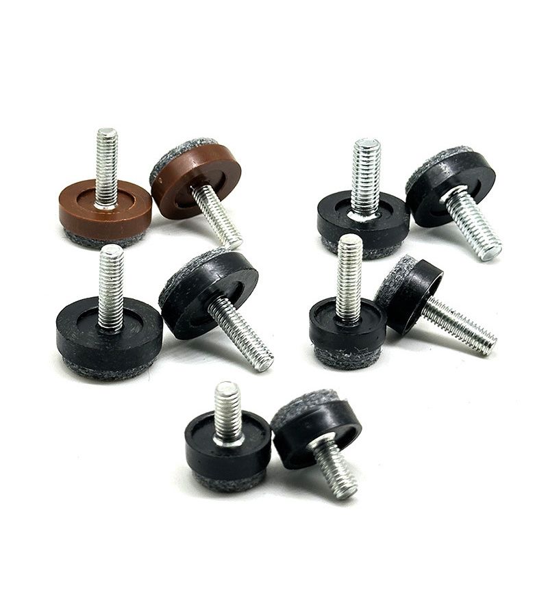 8 Pcs Brown M6x25mm Felt Adjustable Round Furniture Leveling Feet Screws Anti Slip Chair Table Cabinet Leg Balance Pads - Image 1