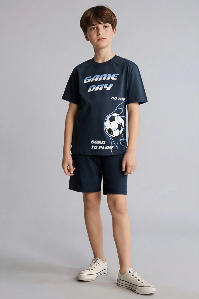 ديفاكتو Boy Regular Fit T-Shirt Shorts 2 piece Set