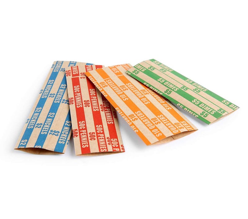 L LIKED 300 Assorted Flat Striped Coin Wrappers, 75 of Each Pennies, Nickels, Dimes and Quarters - Image 3