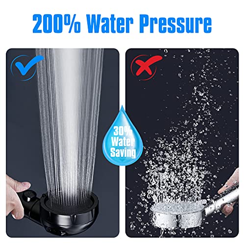 JONKEAN High Pressure Shower Head with 3 Spray Settings, Water Saving Handheld RV Shower Head with Hose and On Off Switch, Detachable Shower Heads with Hose and Angle-Adjustable Bracket (Black) - Image 4