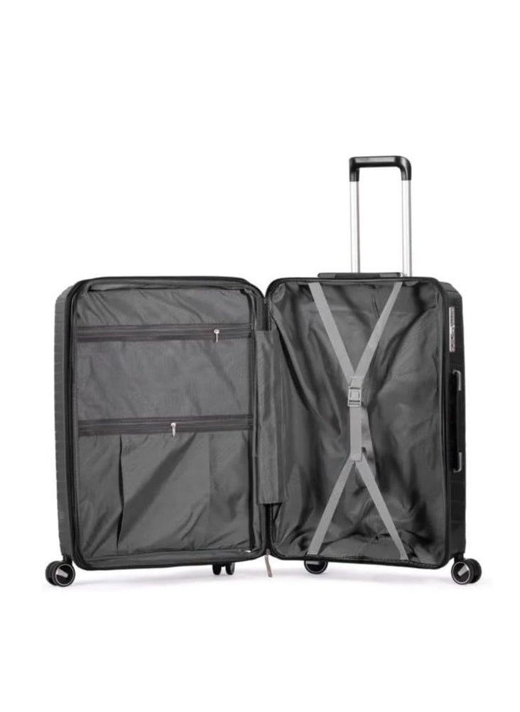 Generic - Unbreakable Trolley Luggage with TSA Lock, 4 Silent Spinning Wheels, Expandable Double Zipper - (ABS) Black Withstands storage, collisions and bumps at airports Withstands shocks and is unbreakable - Image 1