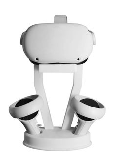 VR Stand Organizer and Display Stand for Oculus Quest 2/Quest/Meta/Rift/Rift S/PS VR Headset and Touch Controllers (White)