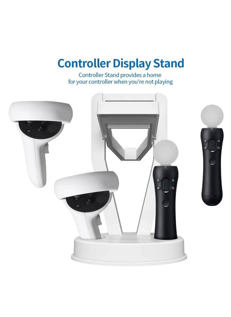 SYOSI - VR Stand Organizer and Display Stand for Oculus Quest 2/Quest/Meta/Rift/Rift S/PS VR Headset and Touch Controllers (White) - Image 1