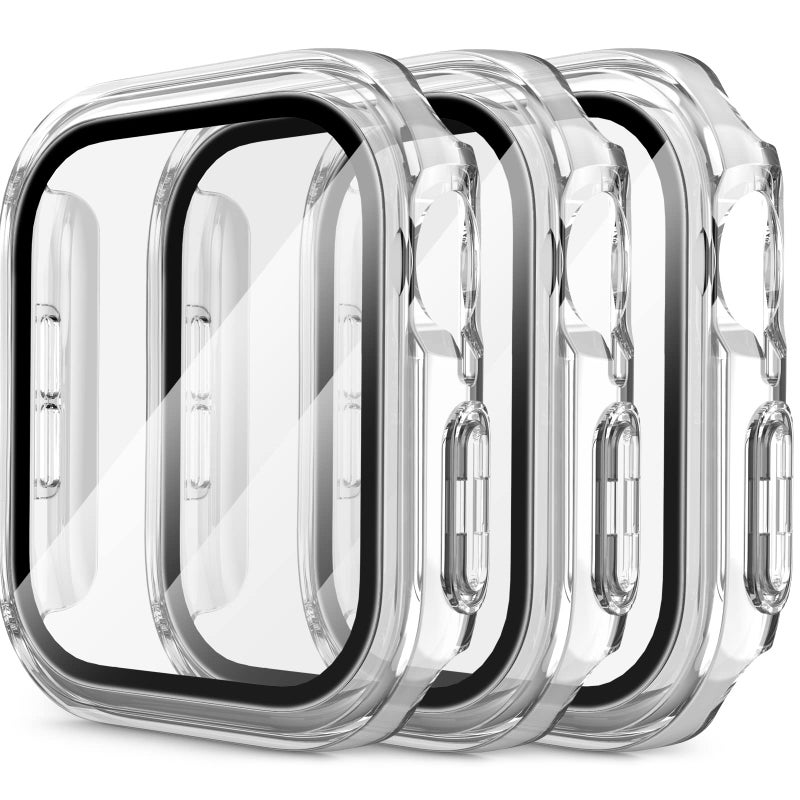 Meliya 3 Pack Hard PC Case for Apple Watch SE/Series 6/5/4 44mm, Full Protective Cover with Tempered Glass Screen Protector, Transparent - Image 2