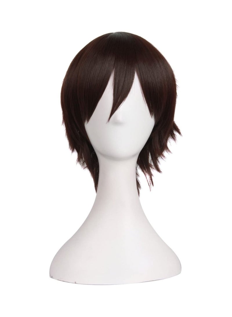 Estelle Mens Short Straight Wig Cosplay Costume Wig Dark Brown - Image 1