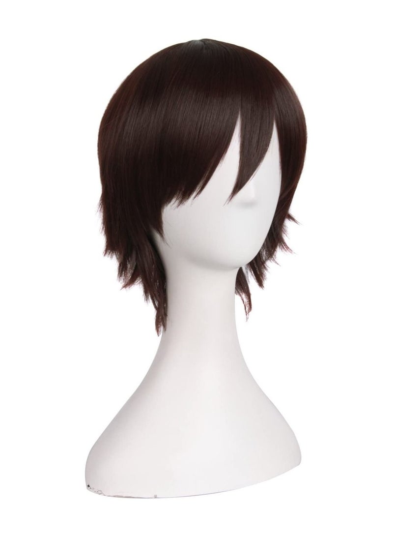 Estelle Mens Short Straight Wig Cosplay Costume Wig Dark Brown - Image 2