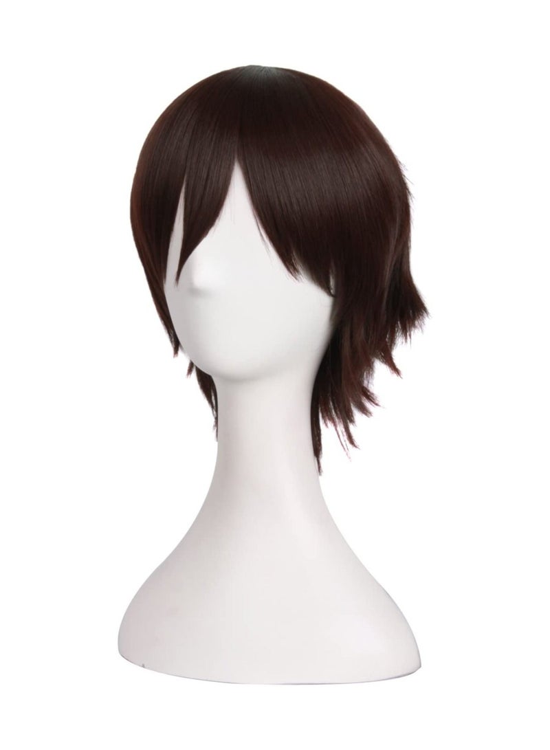 Estelle Mens Short Straight Wig Cosplay Costume Wig Dark Brown - Image 3