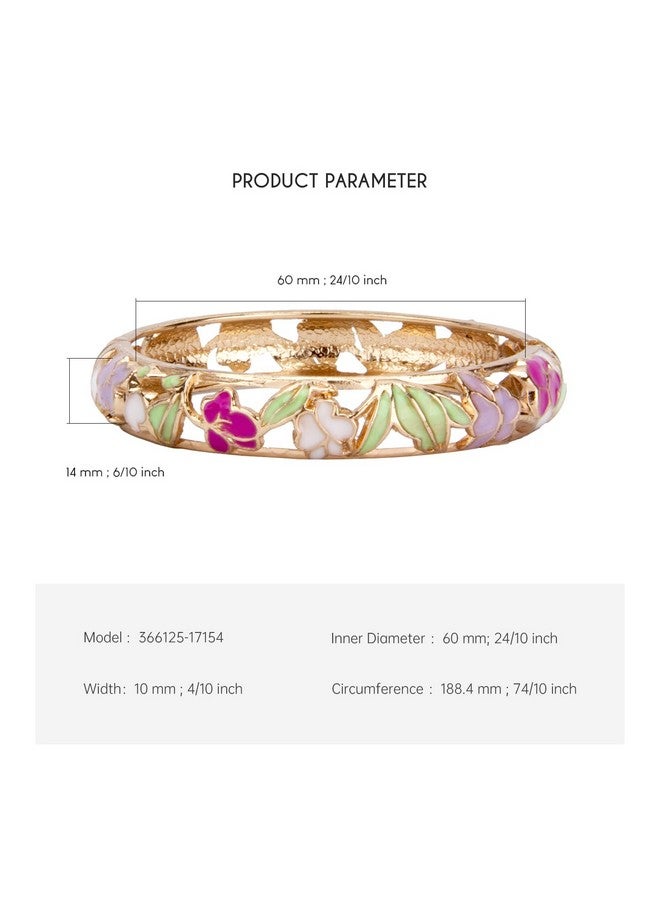 UJOY Womens Enamel Bangle Bracelets Lotus Design Hollow Rose For Lady - Image 2