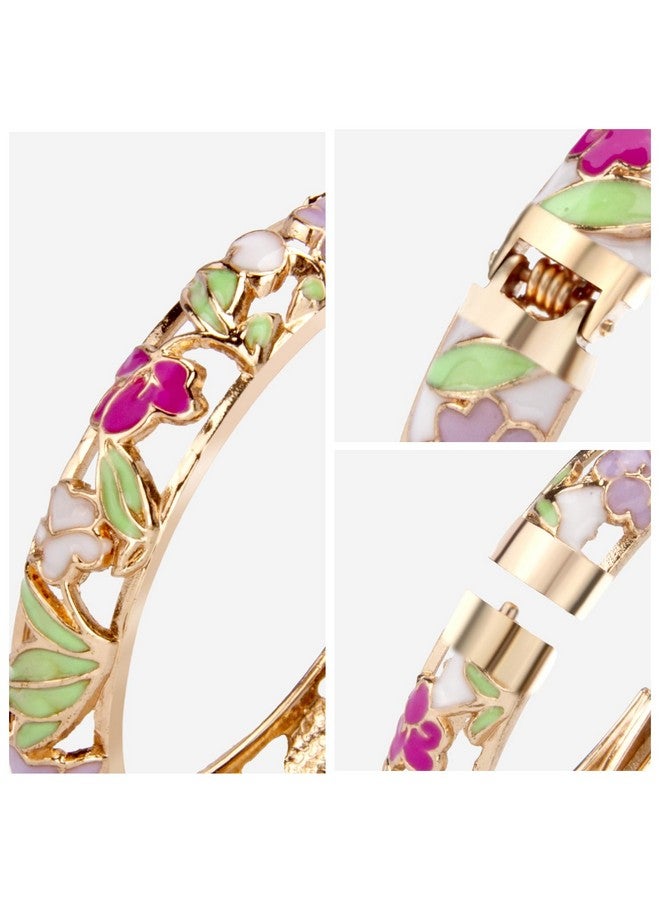 UJOY Womens Enamel Bangle Bracelets Lotus Design Hollow Rose For Lady - Image 5