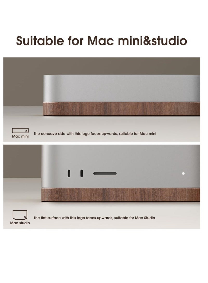 Black Walnut Desktop Stand for Mac Mini And Mac Studio, Heat Dissipation And Dust Proof Base, Dustproof Cooling Heat Disspation Mount, for Mac Mini M1 M2 Host Accessories - Image 4
