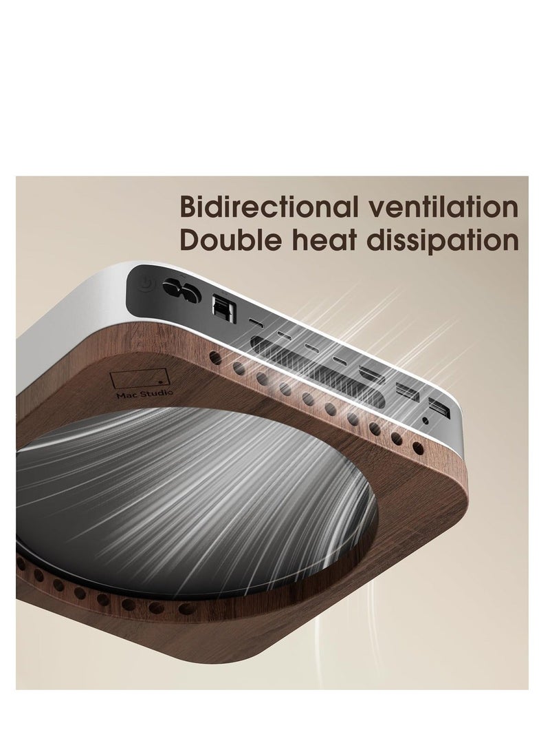 Black Walnut Desktop Stand for Mac Mini And Mac Studio, Heat Dissipation And Dust Proof Base, Dustproof Cooling Heat Disspation Mount, for Mac Mini M1 M2 Host Accessories - Image 3