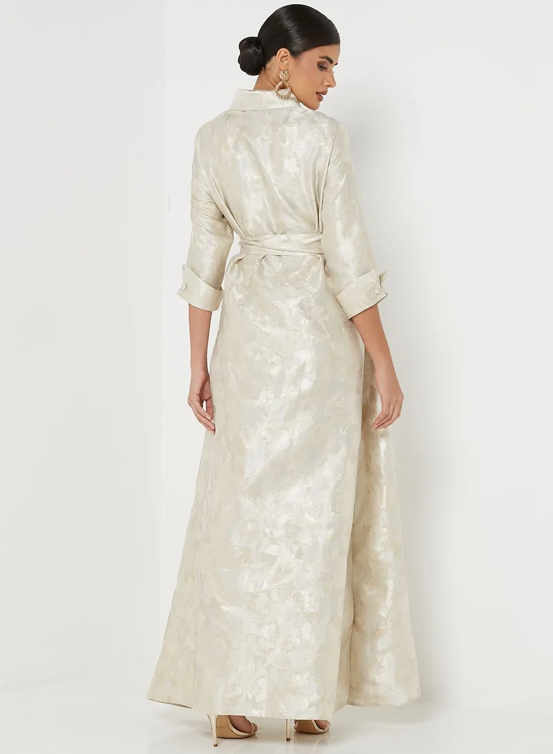 Khizana Brocade Belted Dress