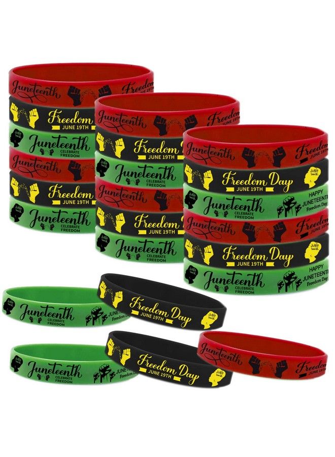 CupaPlay 48 Pcs Happy Juneteenth Day Party Favors Rubber Bracelets Freedom Day Patriotic Party Supplies Goodie Bag Stuffers Fillers Silicone Wristbands - Image 2