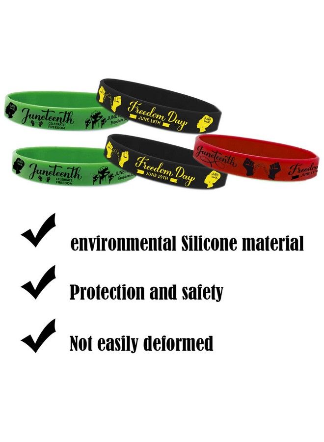 CupaPlay 48 Pcs Happy Juneteenth Day Party Favors Rubber Bracelets Freedom Day Patriotic Party Supplies Goodie Bag Stuffers Fillers Silicone Wristbands - Image 4