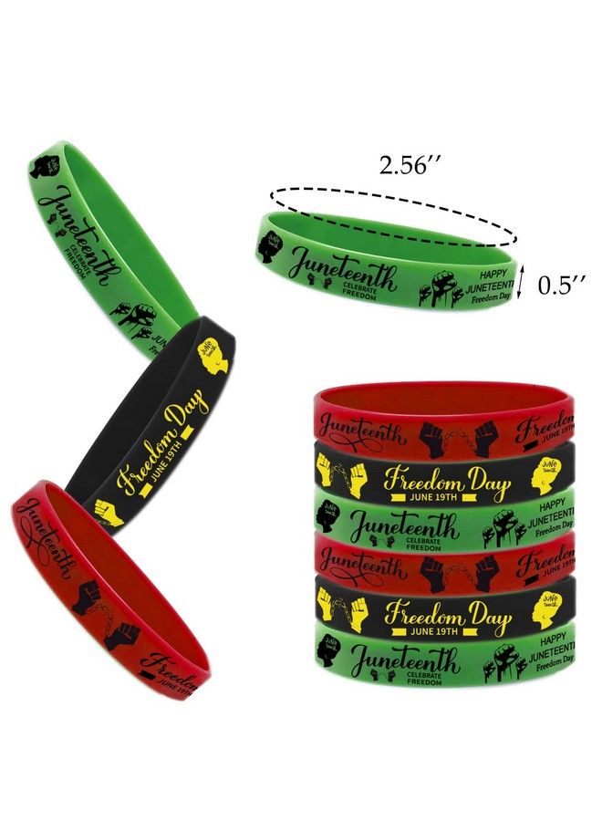 CupaPlay 48 Pcs Happy Juneteenth Day Party Favors Rubber Bracelets Freedom Day Patriotic Party Supplies Goodie Bag Stuffers Fillers Silicone Wristbands - Image 3