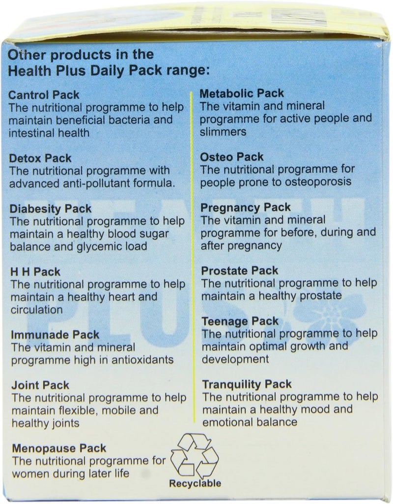 Health Plus Vitality Pack General Wellbeing and Vitality Multivitamin And Mineral Daily Supplement 28 Day Supply - Image 2
