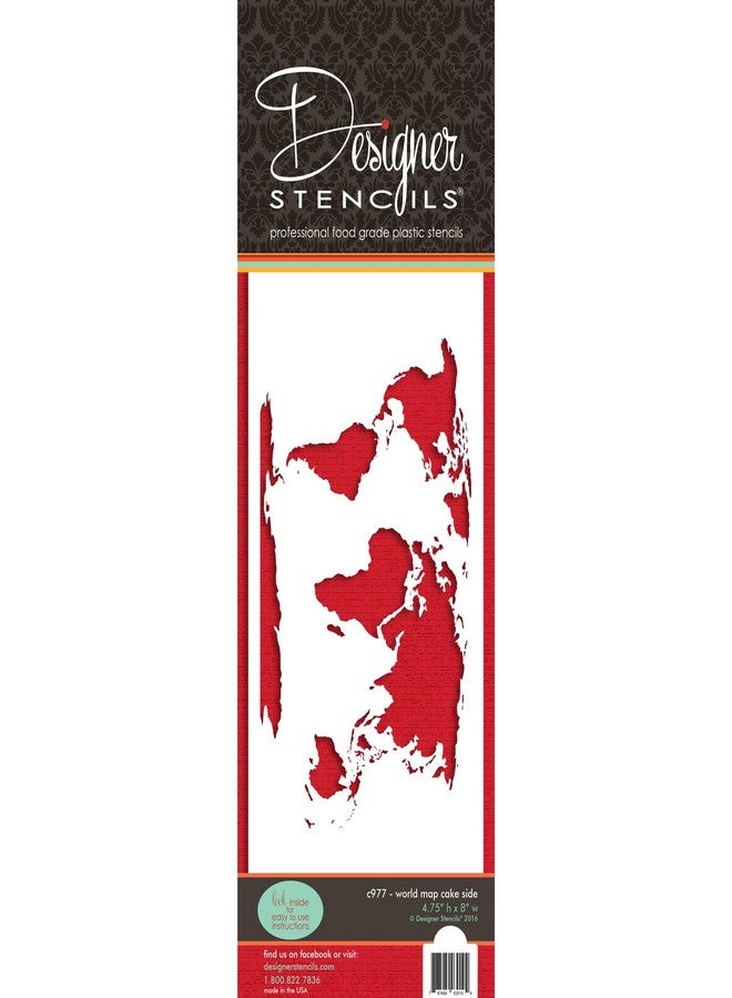 Designer Stencils World Map Cake Stencil by Designer Stencils, Beige/semi-transparent, 4.75 x 8" - Image 1
