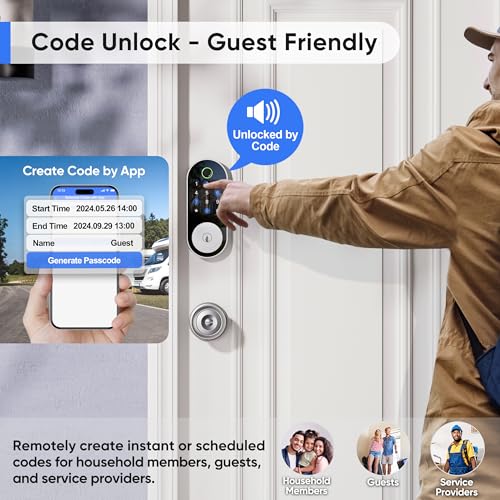 Sifely Keyless-Entry Door-Lock Deadbolt Smart Lock: Electronic/Electric Digital Deadbolt with Keypad, Fingerprint & Code Access, Biometric App Control for Front, Entry & Exterior Doors (Nickel) - Image 3