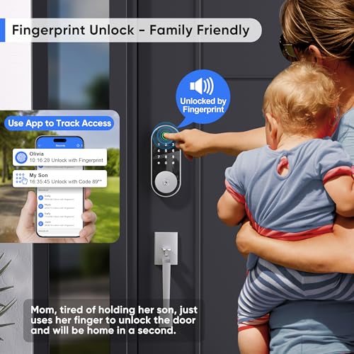 Sifely Keyless-Entry Door-Lock Deadbolt Smart Lock: Electronic/Electric Digital Deadbolt with Keypad, Fingerprint & Code Access, Biometric App Control for Front, Entry & Exterior Doors (Nickel) - Image 2