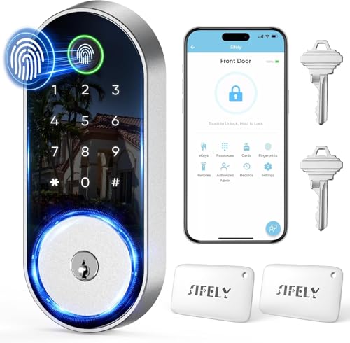 Sifely Keyless-Entry Door-Lock Deadbolt Smart Lock: Electronic/Electric Digital Deadbolt with Keypad, Fingerprint & Code Access, Biometric App Control for Front, Entry & Exterior Doors (Nickel) - Image 1