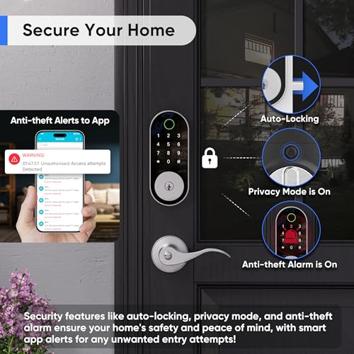 Sifely Keyless-Entry Door-Lock Deadbolt Smart Lock: Electronic/Electric Digital Deadbolt with Keypad, Fingerprint & Code Access, Biometric App Control for Front, Entry & Exterior Doors (Nickel) - Image 5