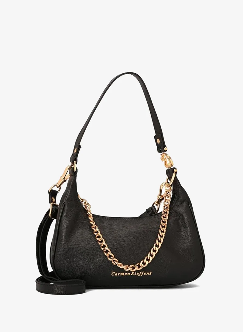 Carmen Steffens  Black Half-Moon Leather Bag with Chain for Women | Best Price UAE