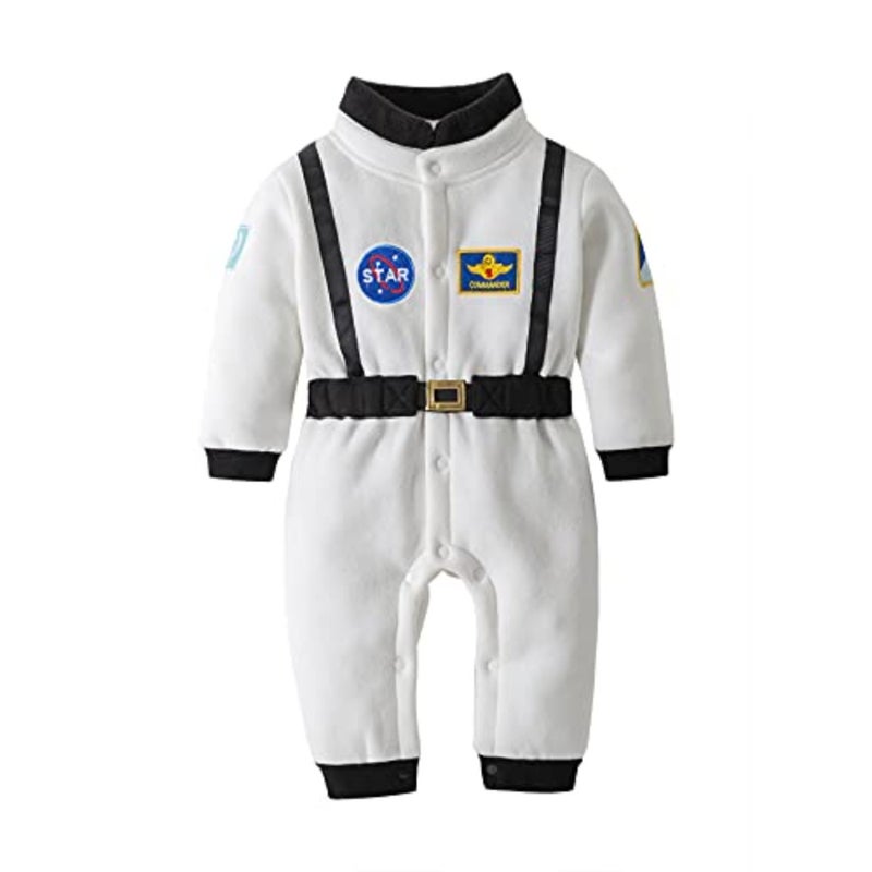 LXKIKMM Baby Toddler Boy Astronaut Outfit Space Suit Halloween Costume Short Sleeve Rompers - Image 2