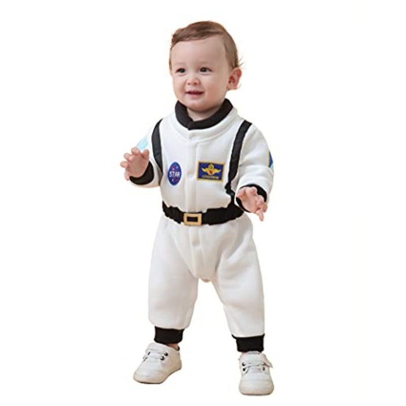 LXKIKMM Baby Toddler Boy Astronaut Outfit Space Suit Halloween Costume Short Sleeve Rompers - Image 1