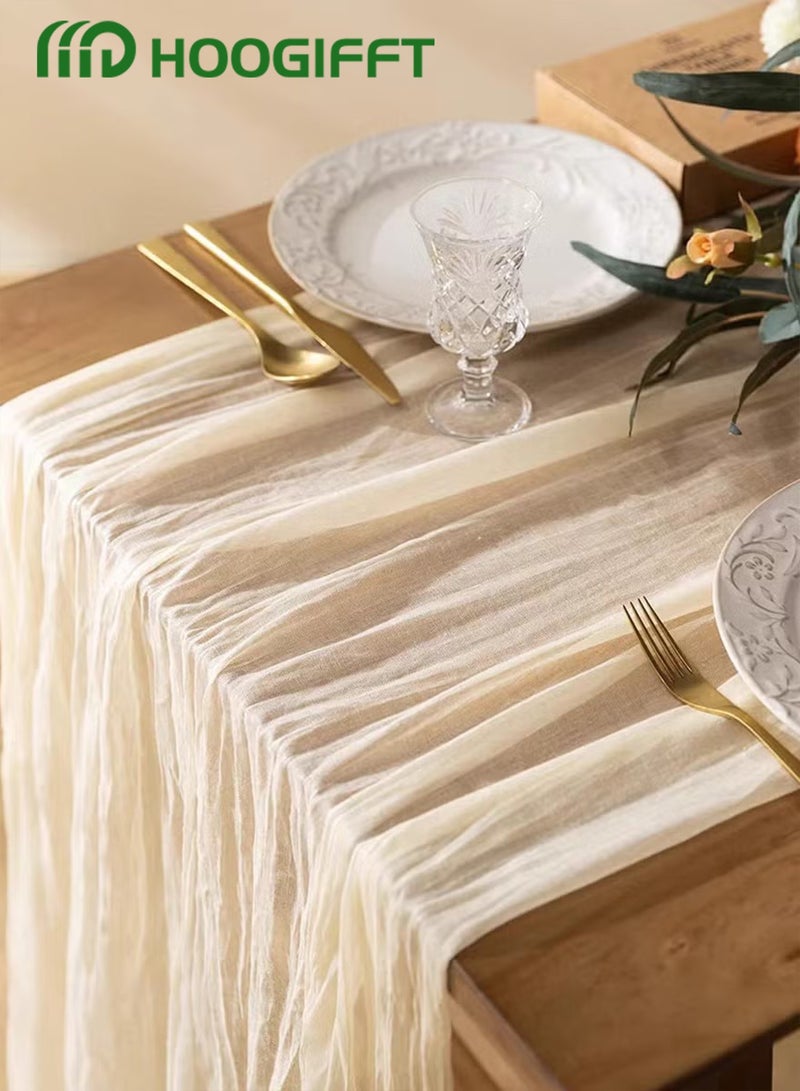 HOOGIFFT Crumpled Gauze Table Runner, Suitable For Wedding Decoration Holiday Party Reception Decoration,4M Cheesecloth Table Runner - Image 2