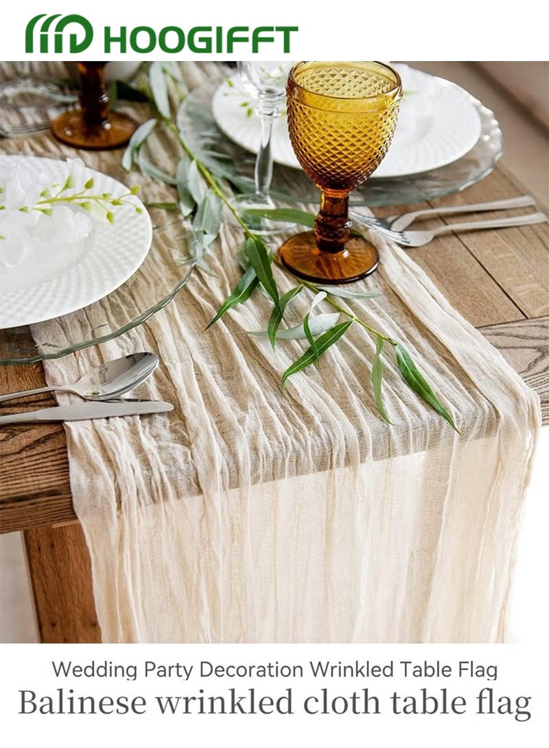 HOOGIFFT Crumpled Gauze Table Runner, Suitable For Wedding Decoration Holiday Party Reception Decoration,4M Cheesecloth Table Runner - Image 3
