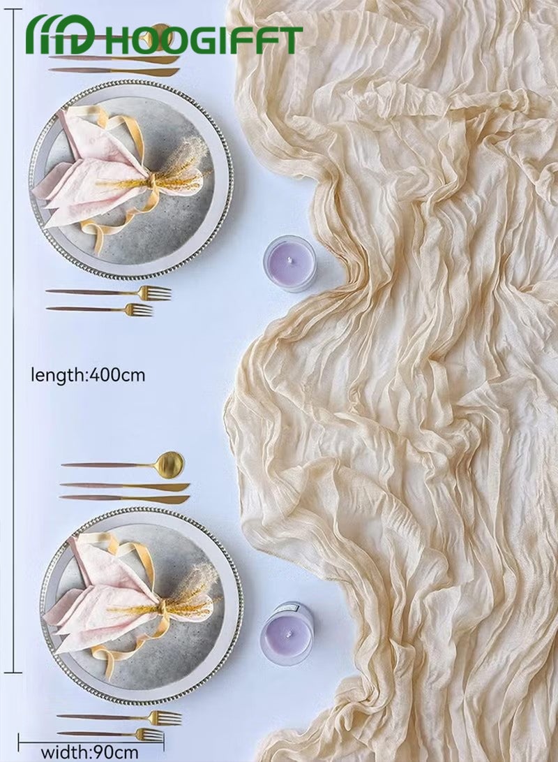 HOOGIFFT Crumpled Gauze Table Runner, Suitable For Wedding Decoration Holiday Party Reception Decoration,4M Cheesecloth Table Runner - Image 5