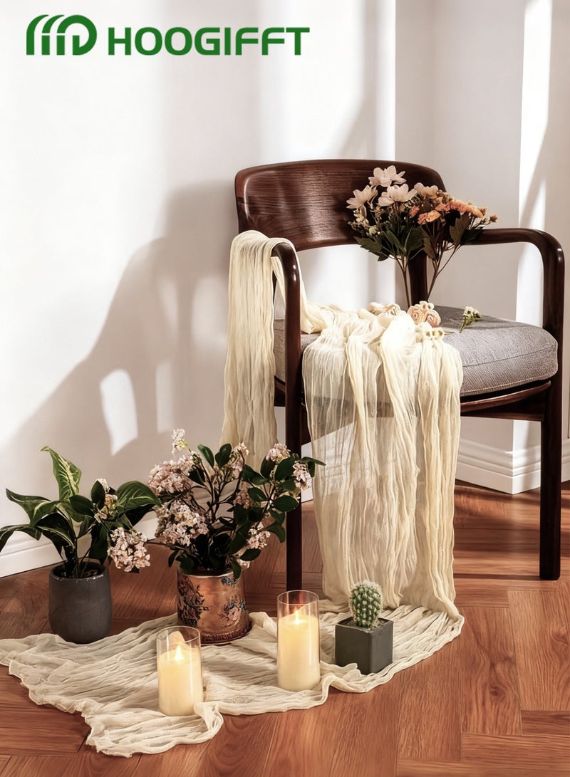 HOOGIFFT Crumpled Gauze Table Runner, Suitable For Wedding Decoration Holiday Party Reception Decoration,4M Cheesecloth Table Runner - Image 4