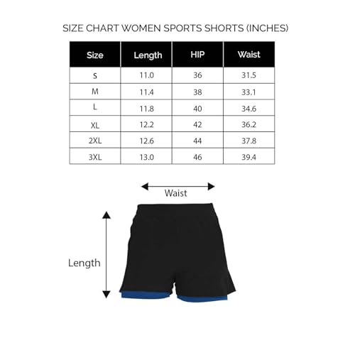CHKOKKO Gym Shorts for Women Workout Sports Running Quick Dry Fit Double Layer Inner Compression with Pockets Breathable Lightweight Wear Black XL - Image 2