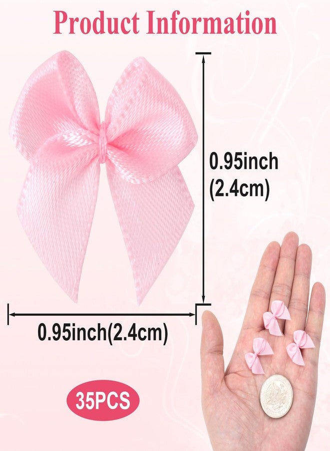 Mxxipp 35pcs Mini Ribbon Bows, Satin Ribbon Bow, Cute Soft Bowknot Sewing Accessories for Flowers Bakery Wrapping Christmas Wedding Birthday Party Decoration- Pink - Image 2