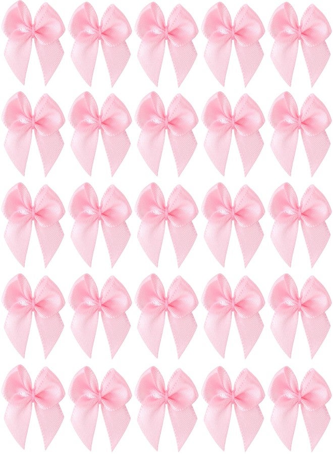 Mxxipp 35pcs Mini Ribbon Bows, Satin Ribbon Bow, Cute Soft Bowknot Sewing Accessories for Flowers Bakery Wrapping Christmas Wedding Birthday Party Decoration- Pink - Image 1