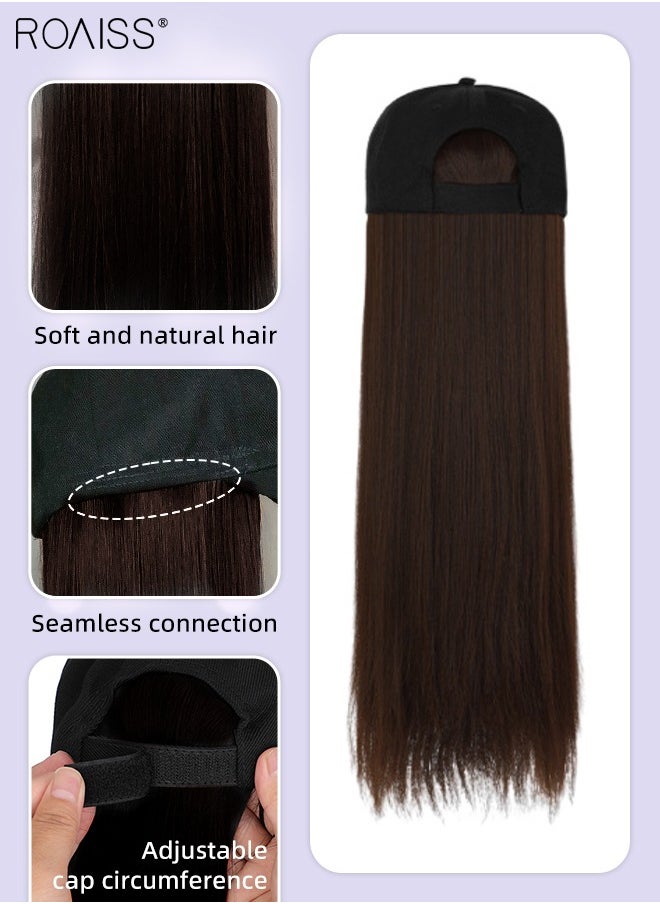 roaiss - Long Straight Baseball Cap Wig with Hair Extension Synthetic Wig Hat for Women Adjustable Baseball Hat Wig, 60cm (24 inch) - Image 1