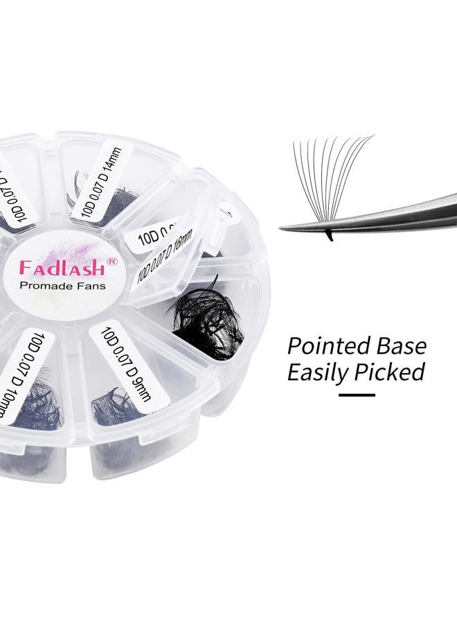 FADLASH 1000 Fans 10D Premade Volume Eyelash Extensions Mixed Tray Premade Fans Eyelash Extensions D Curl Premade Lash Fans Pointed Handmade Promade Loose Fans Thin Base (10D-0.07D,9-16mm) - Image 3