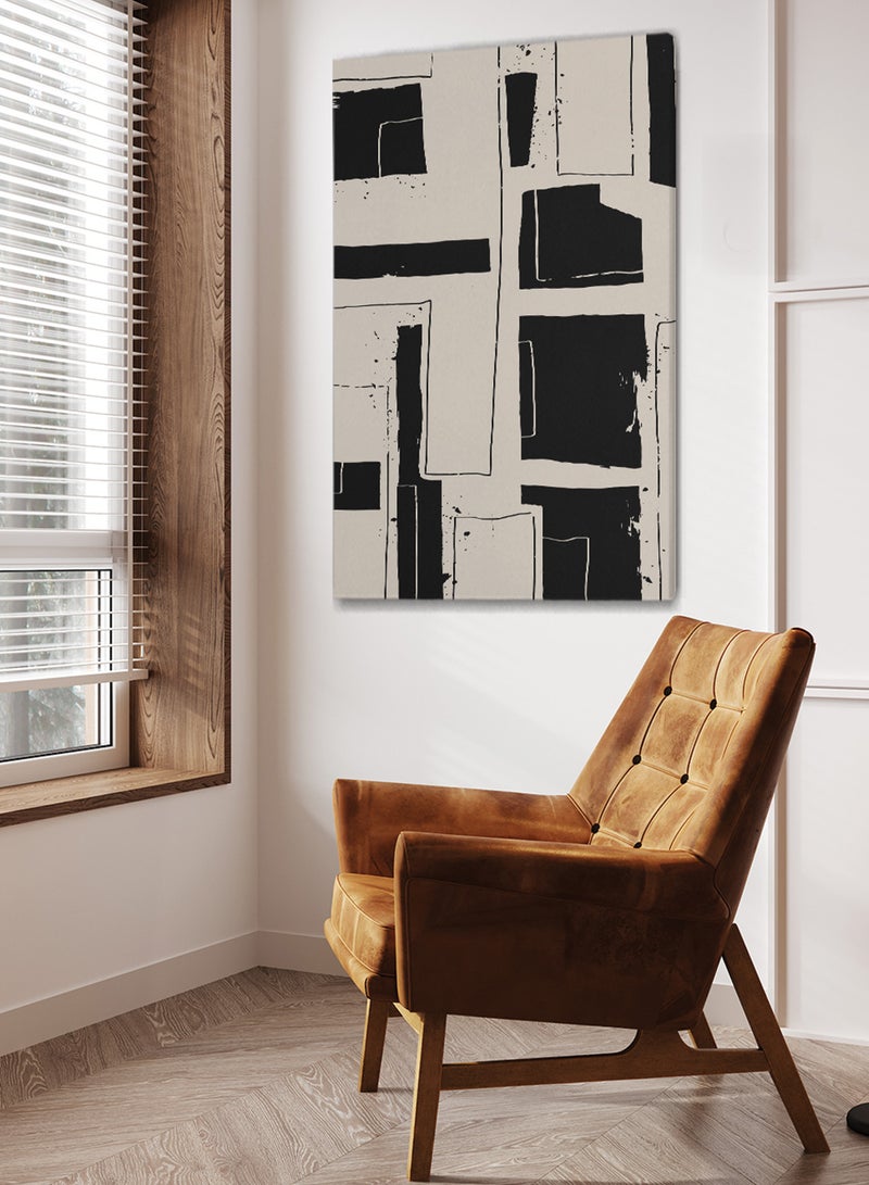 LOWHA Framed Canvas Wall Art Stretched Over Wooden Frame with Shapes Pattern Painting - Image 2