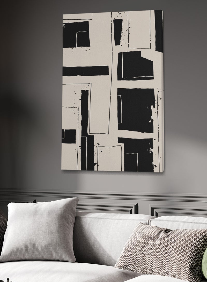 LOWHA Framed Canvas Wall Art Stretched Over Wooden Frame with Shapes Pattern Painting - Image 3