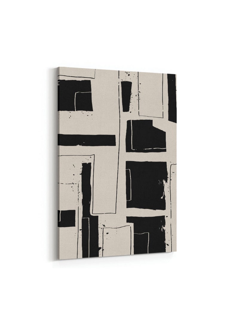 LOWHA Framed Canvas Wall Art Stretched Over Wooden Frame with Shapes Pattern Painting - Image 4