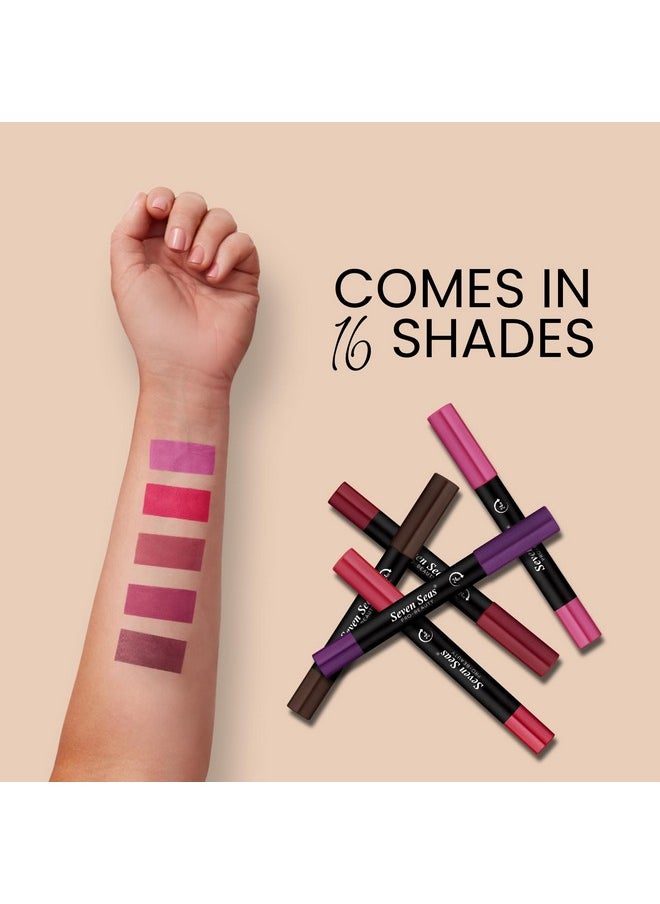 Seven Seas - Color It All Non Transfer Lip Crayon Lipstick With Sharpener | Matte Finish, Long Lasting Crayon Lipstick | Smudge Proof & Kiss Proof Crayon Lipstick For Women (Plum Kiss) - Image 1