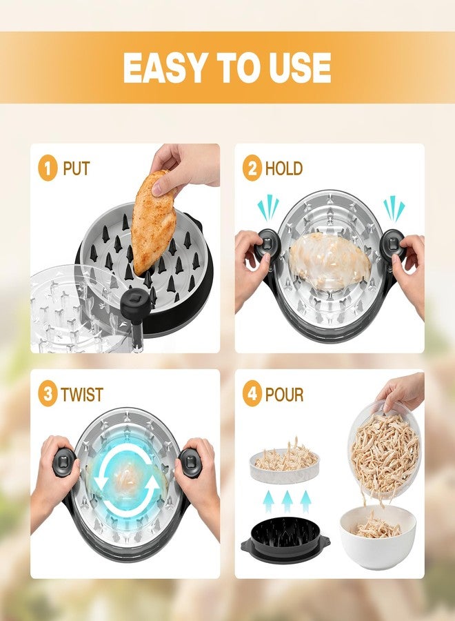 Cleangor Chicken Shredder Tool Twist, Visible Chicken Breast Shredder Tool Meat Shredder with Removable Tray, Ergonomic Handle, Non-Slip Base Food Shredder Tool for Chicken, Pork, Beef, Fish - Image 3