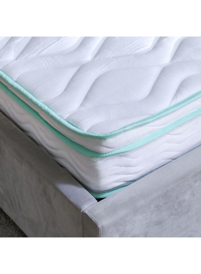 DANUBE HOME Cool Gel Memory Foam Bonnell Spring Mattress Medium Firm Feel King Mattress Spine Balance For Pressure Relief 21.5 cm Thickness White Size L200xW180Cm