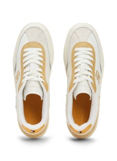 TOMMY HILFIGER Women's Heritage Court Sneakers Low Top - Leather, Beige  - Image 3