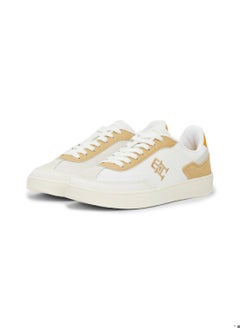 TOMMY HILFIGER Women's Heritage Court Sneakers Low Top - Leather, Beige  - Image 2